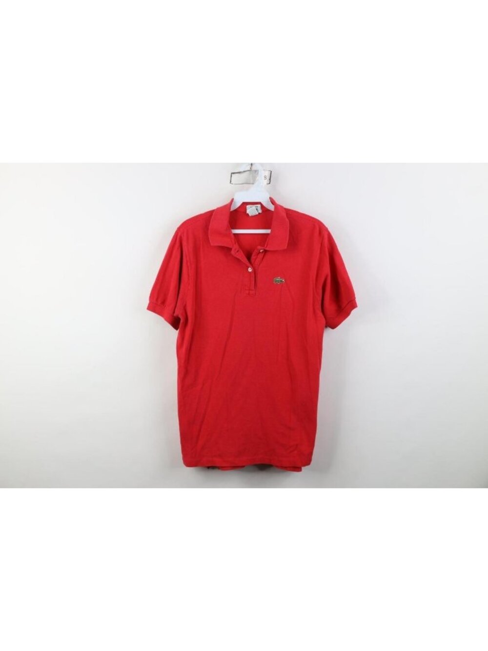 Vintage 80s Izod Lacoste Womens Size Medium Faded Croc Logo Golf Polo Shirt Red